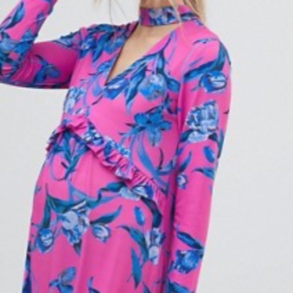 Floral Choker Maternity Dress